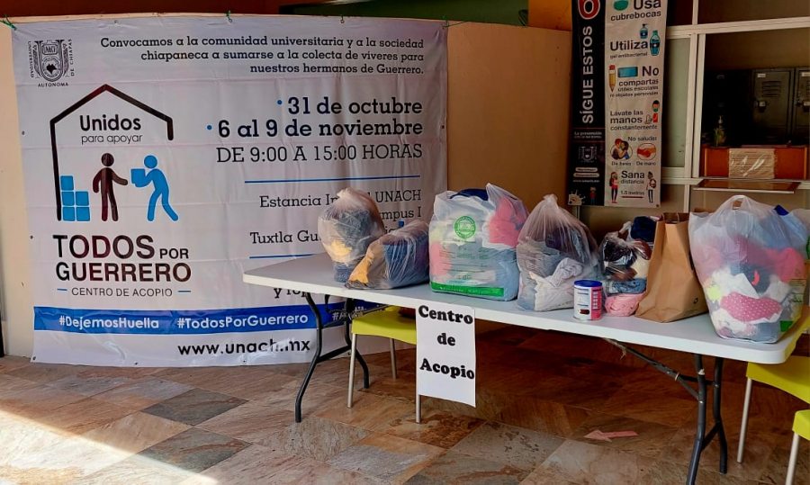 Instala UNACH centro de acopio en apoyo a los damnificados de Guerrero