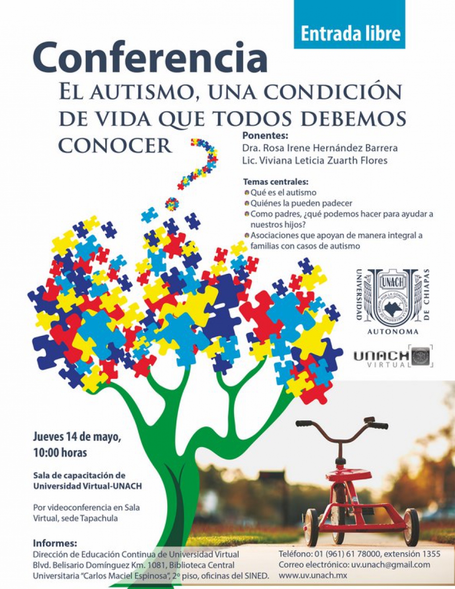 Dictarán en la UNACH conferencia “El autismo, una condición de vida que todos debemos conocer”