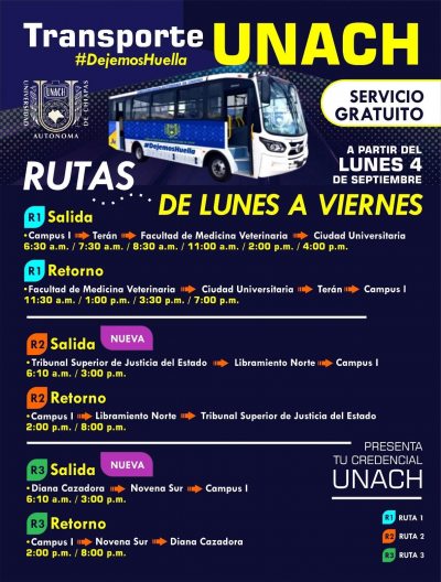 Crece el Transporte UNACH gratuito para su comunidad en Tuxtla Gutiérrez
