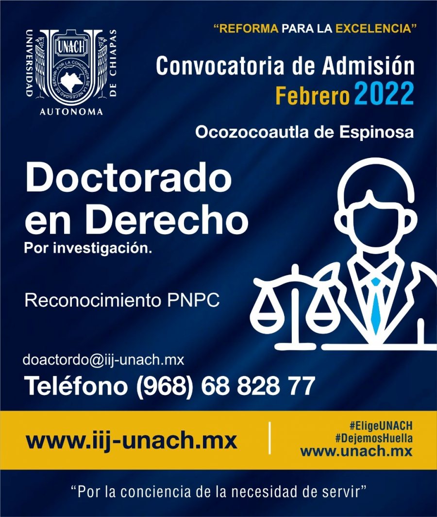 Imparte UNACH el  Doctorado en Derecho en el Instituto de Investigaciones Jurídicas