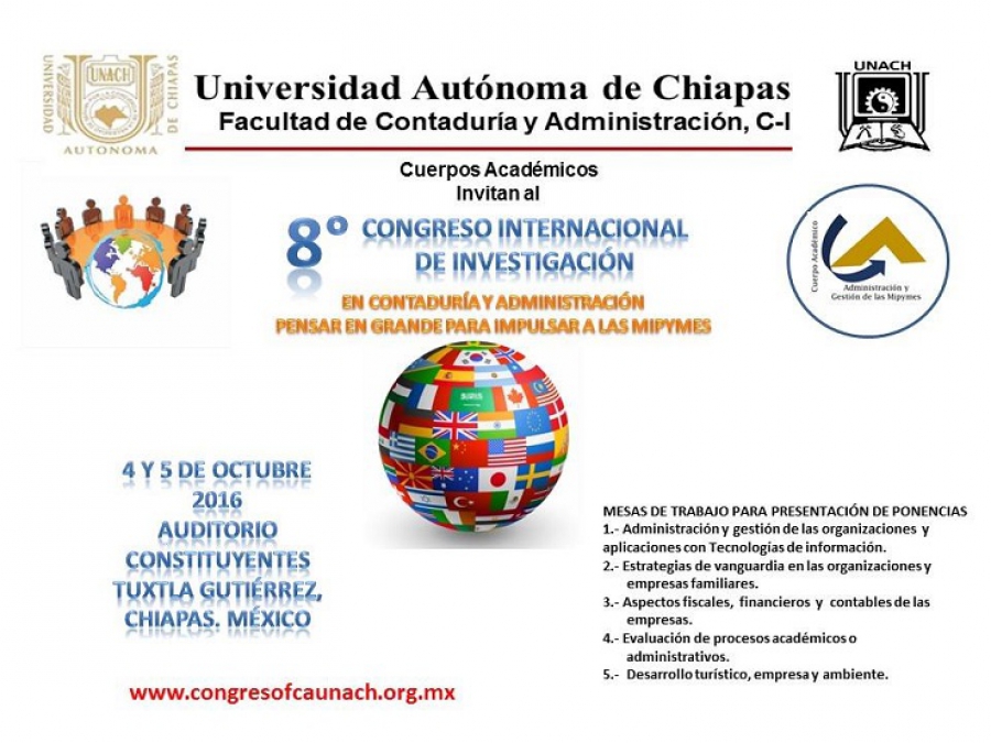 Será UNACH sede del 8º. Congreso Internacional de Investigación en Contaduría y Administración