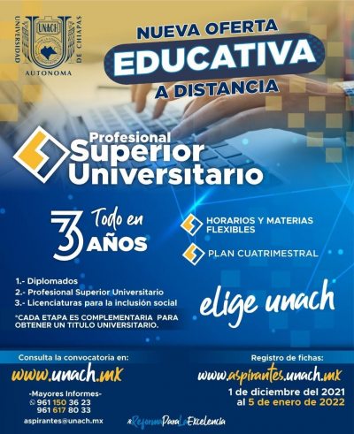 Busca Nueva Oferta Educativa A Distancia De La UNACH Abrir Nuevos ...