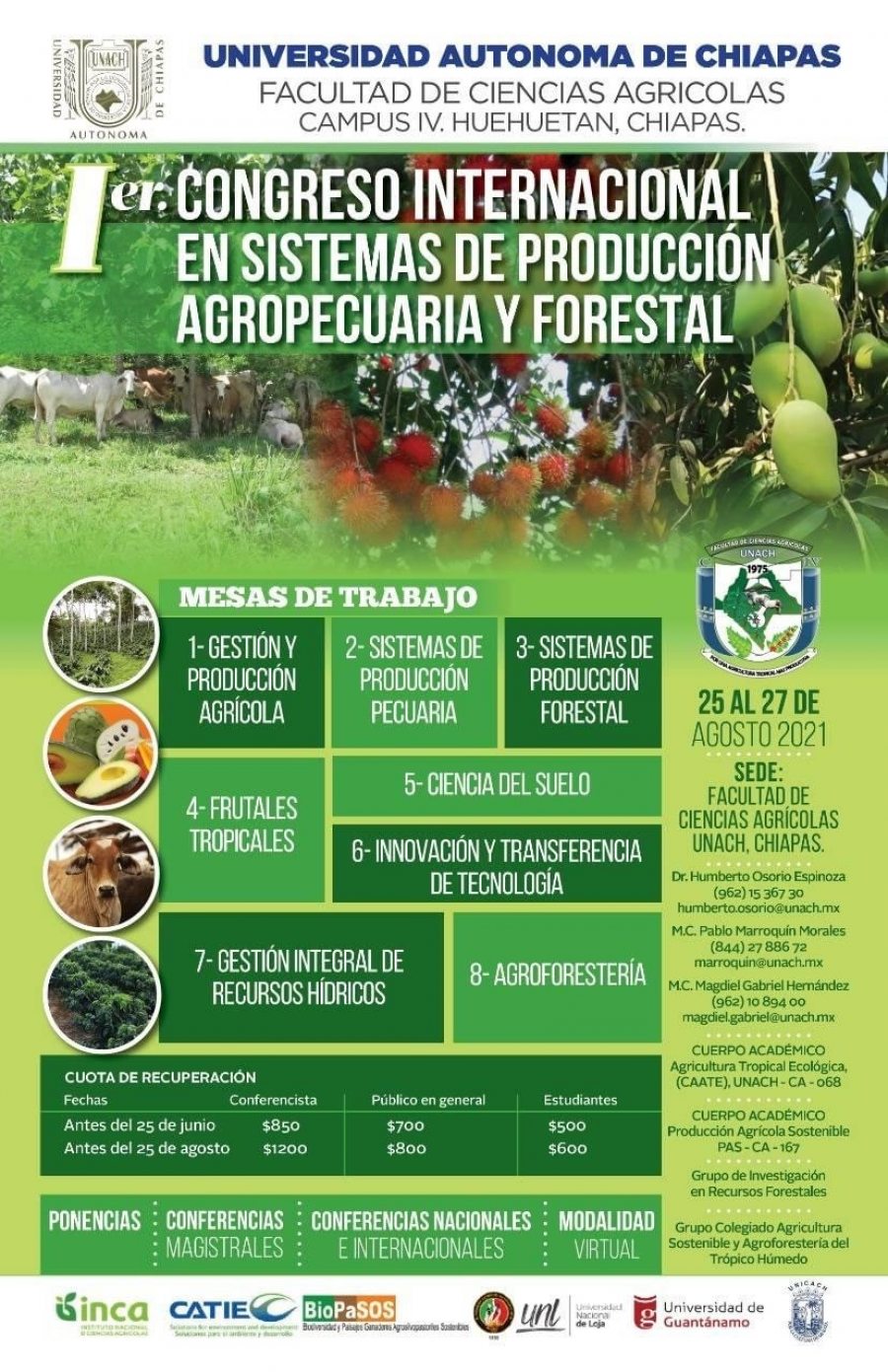 Será UNACH sede del Congreso Internacional en Sistemas de Producción Agropecuaria y Forestal